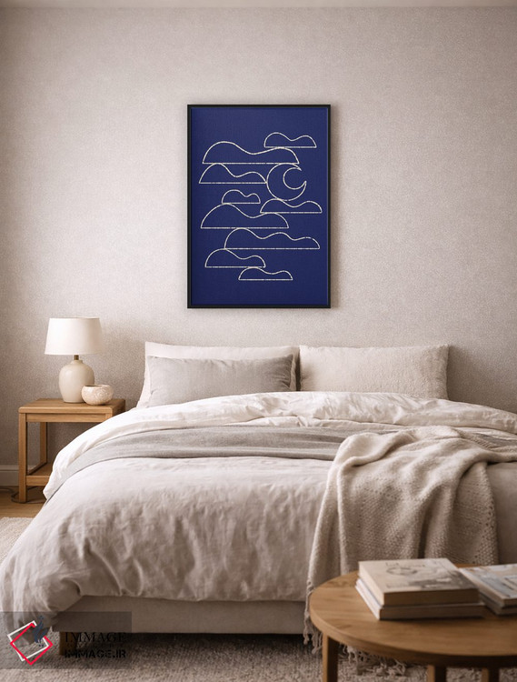 تابلو مینیمال ماه و منظره ابرها شماره یک اثر رنیا ال. تول - D6B