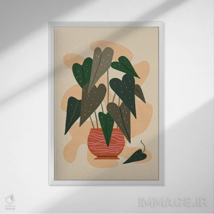 تابلو مینیمال سلام بگونیا اثر رنیا ال. تول - نمای قابدار سفید