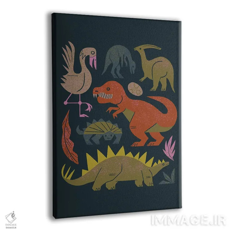 تابلو مدرن دوستان ژوراسیک اثر رنیا ال. تول - نمای پرسپکتیو محصول