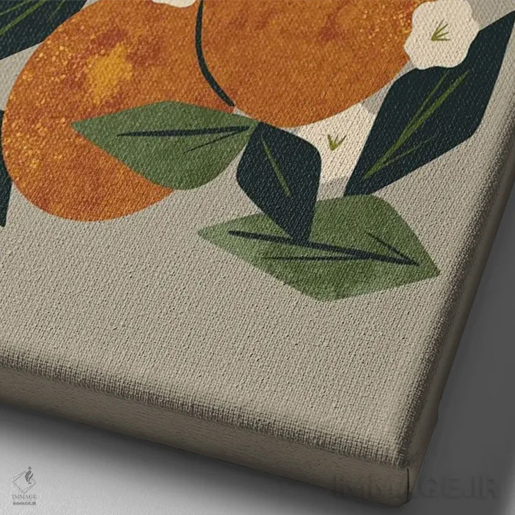 تابلو مدرن دسته گل نارنجی اثر رنیا ال. تول - نمای نزدیک بافت بوم