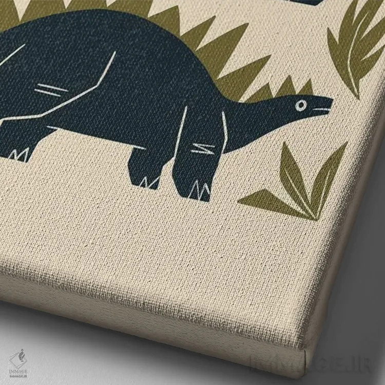 تابلو مدرن دوستان ژوراسیک اثر رنیا ال. تول - نمای نزدیک بافت بوم