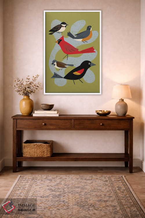 تابلو مینیمال پنج پرنده اثر رنیا ال. تول - D3W