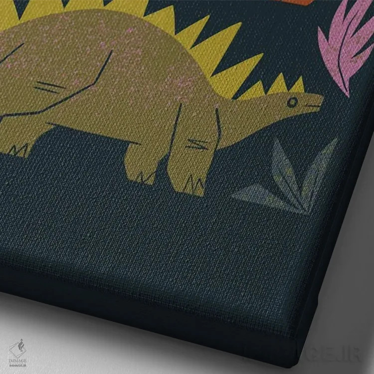 تابلو مدرن دوستان ژوراسیک اثر رنیا ال. تول - نمای نزدیک بافت بوم