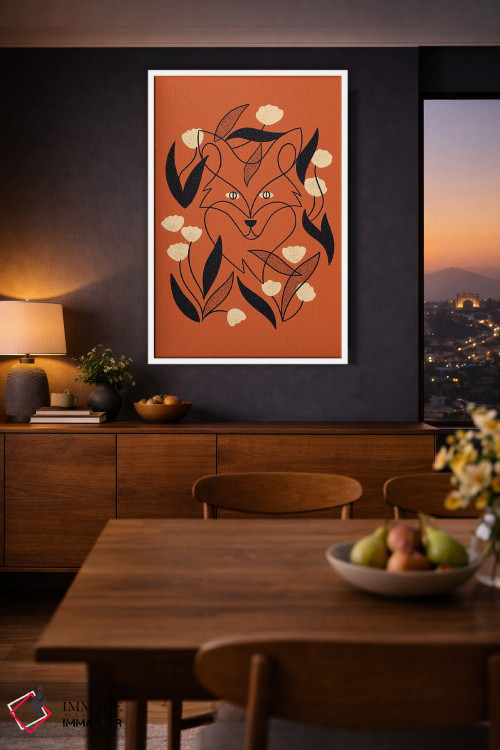 تابلو مینیمال روباه گلدار اثر رنیا ال. تول - D1W