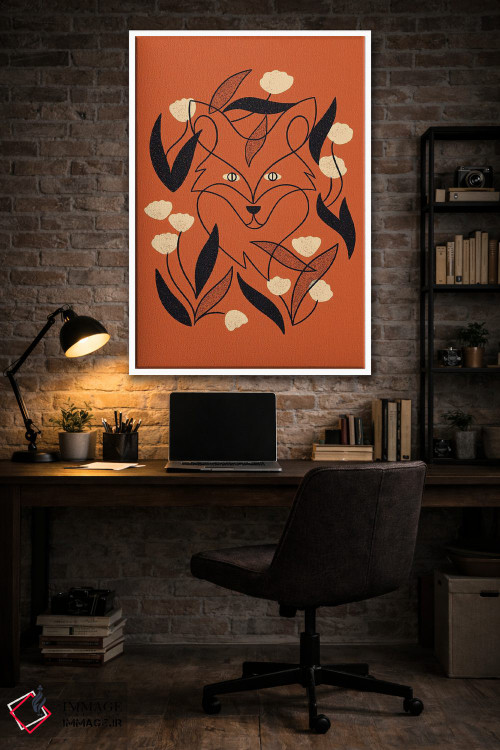 تابلو مینیمال روباه گلدار اثر رنیا ال. تول - D2W