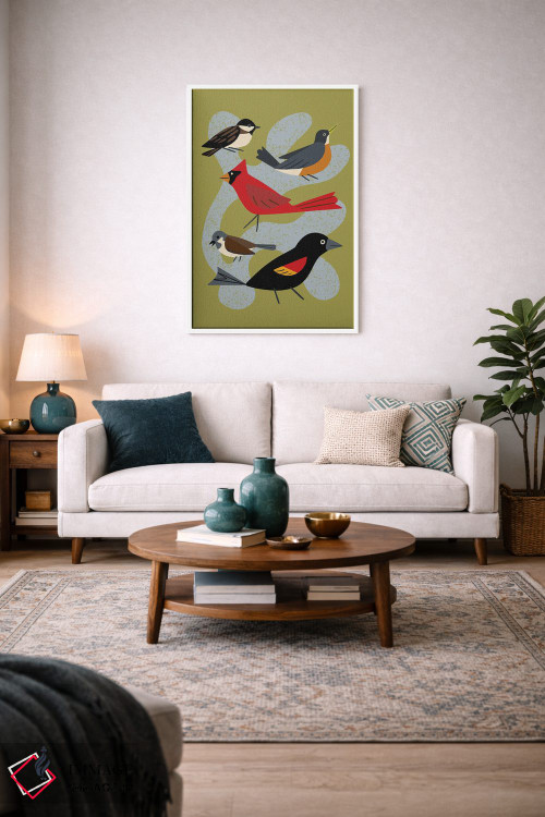 تابلو مینیمال پنج پرنده اثر رنیا ال. تول - D4W