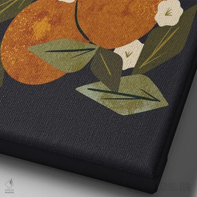 تابلو مدرن دسته گل نارنجی اثر رنیا ال. تول - نمای نزدیک بافت بوم