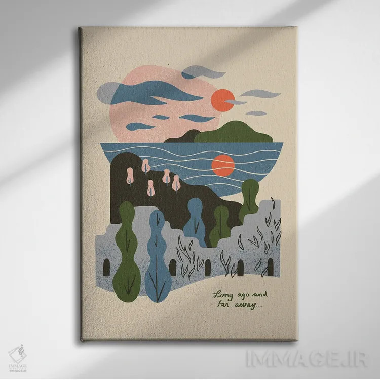تابلو مینیمال خیلی دور، خیلی سال پیش اثر رنیا ال. تول - نمای روبهرو روی دیوار