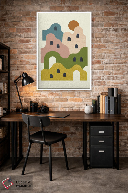 تابلو مینیمال روستای گلی هنگام غروب اثر رنیا ال. تول - D2W