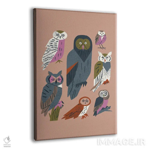 تابلو مینیمال دوستان جغد اثر رنیا ال. تول - نمای پرسپکتیو محصول