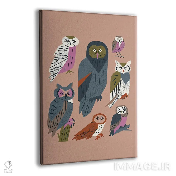 تابلو مینیمال دوستان جغد اثر رنیا ال. تول - نمای پرسپکتیو محصول