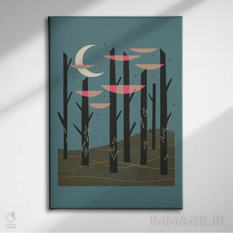 تابلو مینیمال جنگل های تنها اثر رنیا ال. تول - نمای روبهرو روی دیوار
