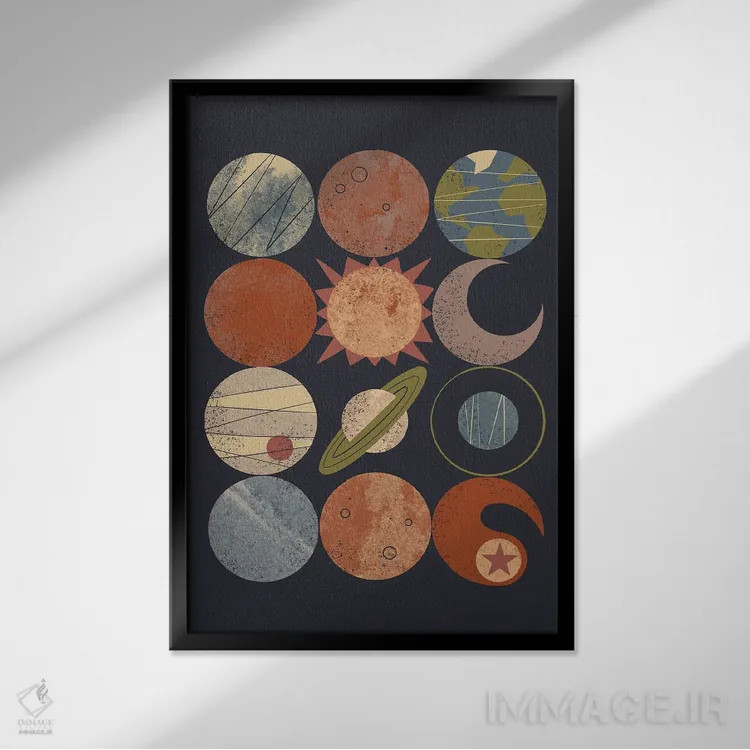 تابلو مدرن شبکه سامانه خانگی اثر رنیا ال. تول - نمای قابدار مشکی