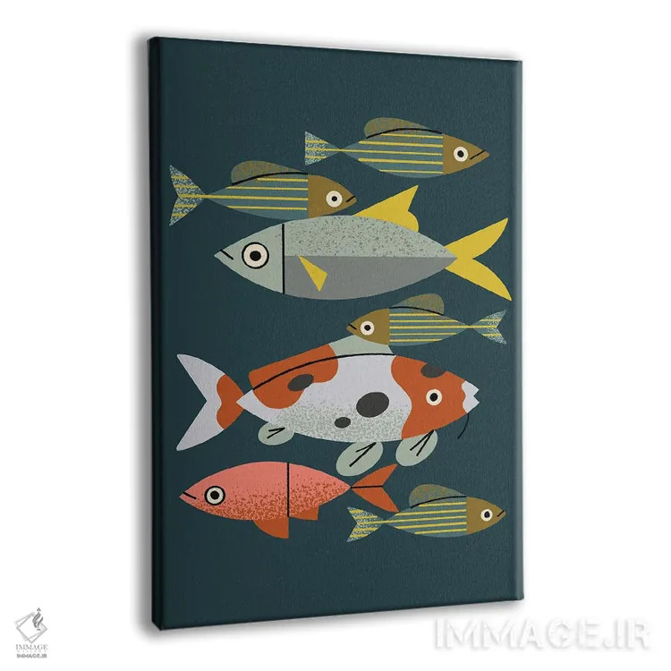 تابلو مینیمال ماهی های برکه اثر رنیا ال. تول - نمای پرسپکتیو محصول