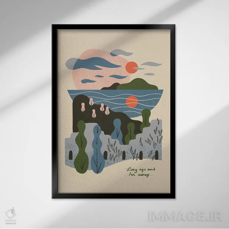 تابلو مینیمال خیلی دور، خیلی سال پیش اثر رنیا ال. تول - نمای قابدار مشکی