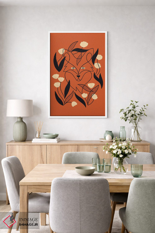 تابلو مینیمال روباه گلدار اثر رنیا ال. تول - D6W