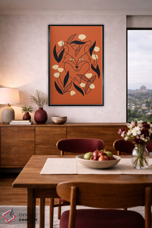 تابلو مینیمال روباه گلدار اثر رنیا ال. تول - D5B