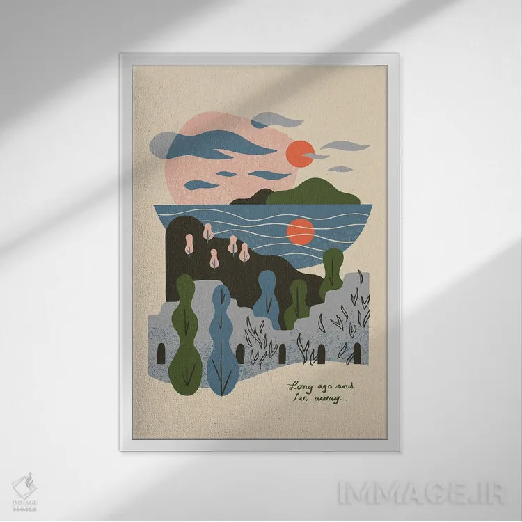 تابلو مینیمال خیلی دور، خیلی سال پیش اثر رنیا ال. تول - نمای قابدار سفید