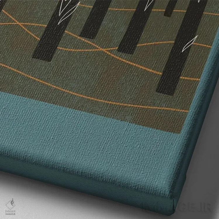 تابلو مینیمال جنگل های تنها اثر رنیا ال. تول - نمای نزدیک بافت بوم