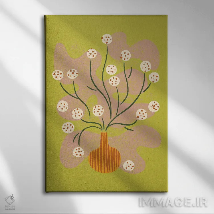 تابلو مینیمال طبیعت بی جان گل گرد اثر رنیا ال. تول - نمای روبهرو روی دیوار