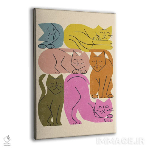 تابلو مینیمال دسته گربه ها یک اثر رنیا ال. تول - نمای پرسپکتیو محصول