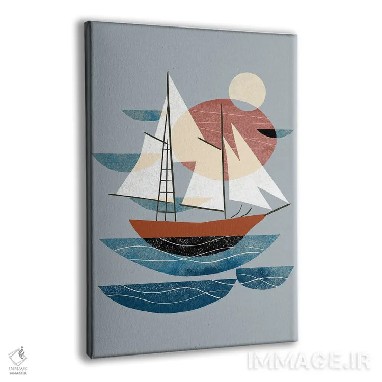 تابلو مینیمال قایقرانی اثر رنیا ال. تول - نمای پرسپکتیو محصول