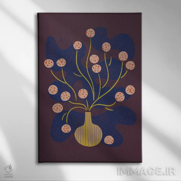 تابلو مینیمال طبیعت بی جان گل گرد اثر رنیا ال. تول - نمای روبهرو روی دیوار