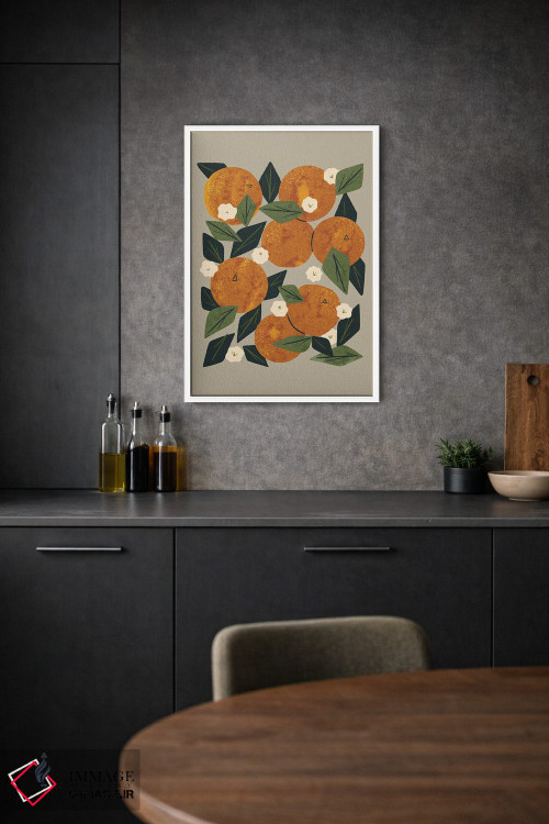 تابلو مدرن دسته گل نارنجی اثر رنیا ال. تول - D1W