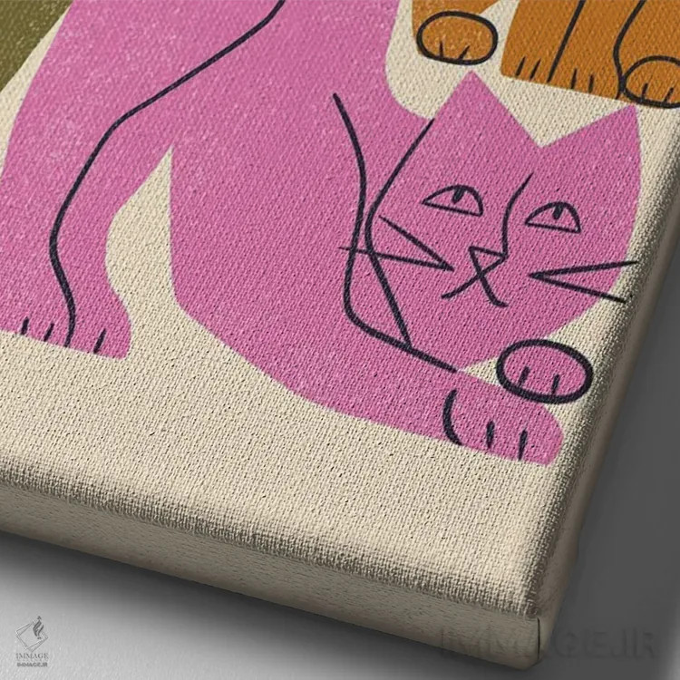 تابلو مینیمال دسته گربه ها یک اثر رنیا ال. تول - نمای نزدیک بافت بوم