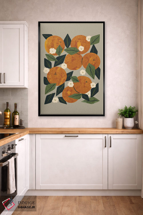 تابلو مدرن دسته گل نارنجی اثر رنیا ال. تول - D2B