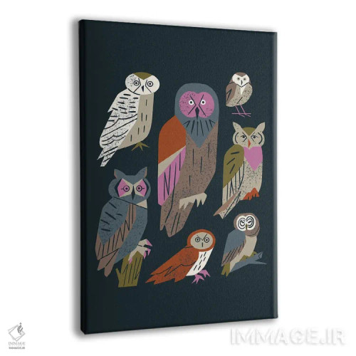 تابلو مینیمال دوستان جغد اثر رنیا ال. تول - نمای پرسپکتیو محصول