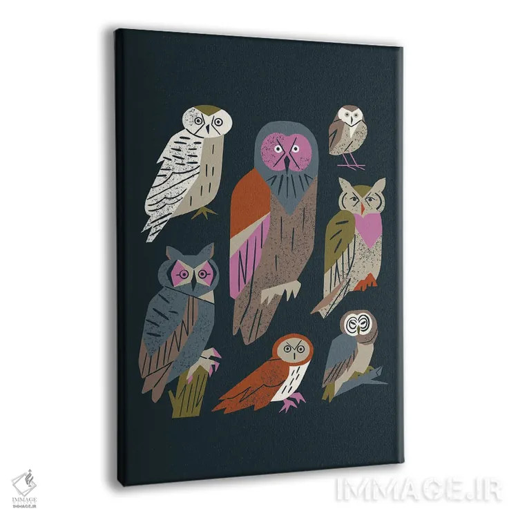 تابلو مینیمال دوستان جغد اثر رنیا ال. تول - نمای پرسپکتیو محصول