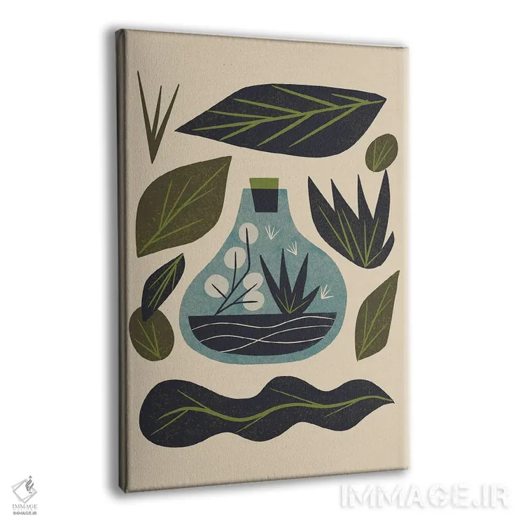 تابلو مینیمال تراریوم و برگ ها اثر رنیا ال. تول - نمای پرسپکتیو محصول