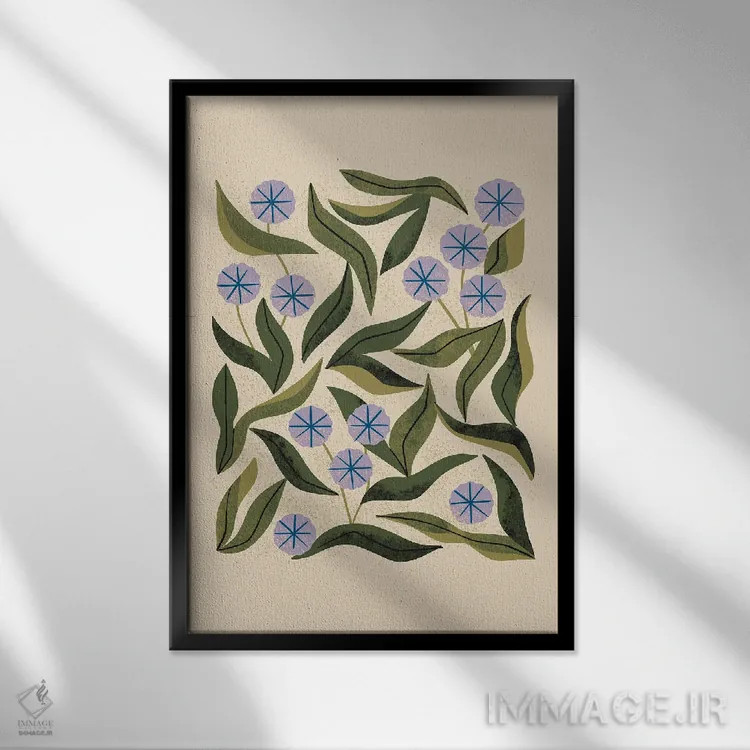 تابلو مینیمال سینی پریوینکل اثر رنیا ال. تول - نمای قابدار مشکی