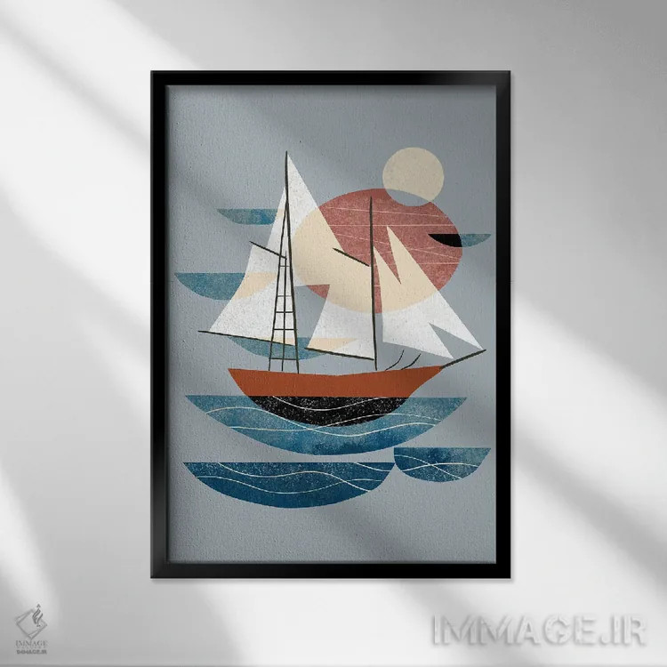 تابلو مینیمال قایقرانی اثر رنیا ال. تول - نمای قابدار مشکی