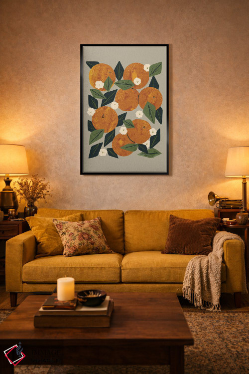 تابلو مدرن دسته گل نارنجی اثر رنیا ال. تول - D4B