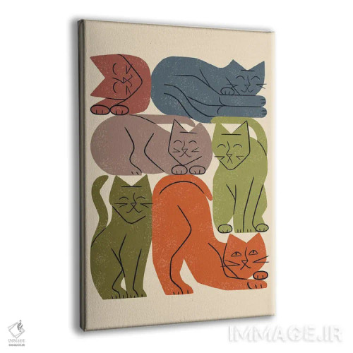 تابلو مینیمال دسته گربه ها یک اثر رنیا ال. تول - نمای پرسپکتیو محصول
