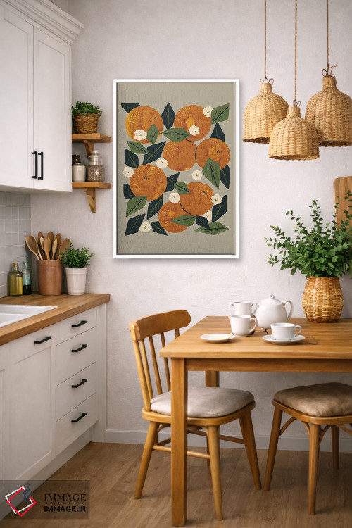 تابلو مدرن دسته گل نارنجی اثر رنیا ال. تول - D5W