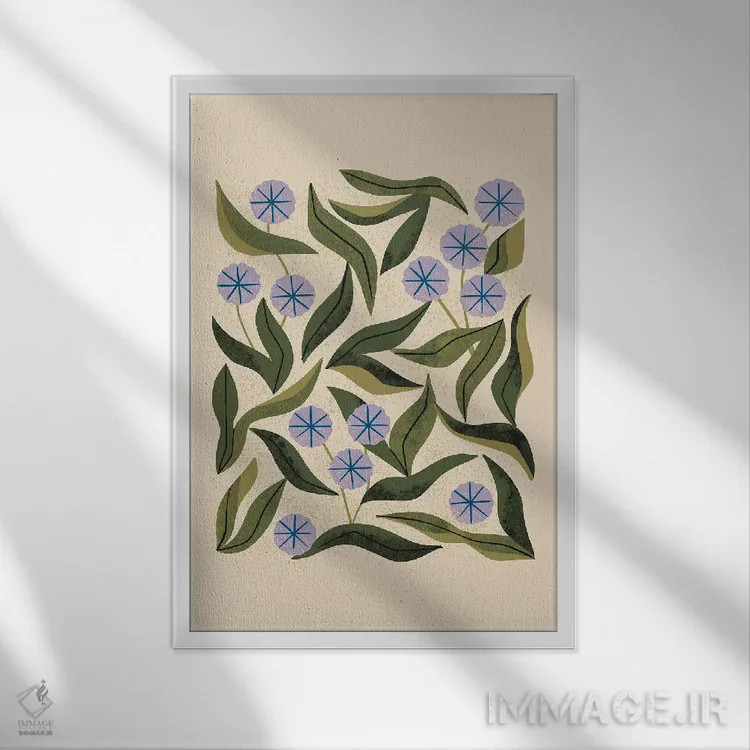 تابلو مینیمال سینی پریوینکل اثر رنیا ال. تول - نمای قابدار سفید