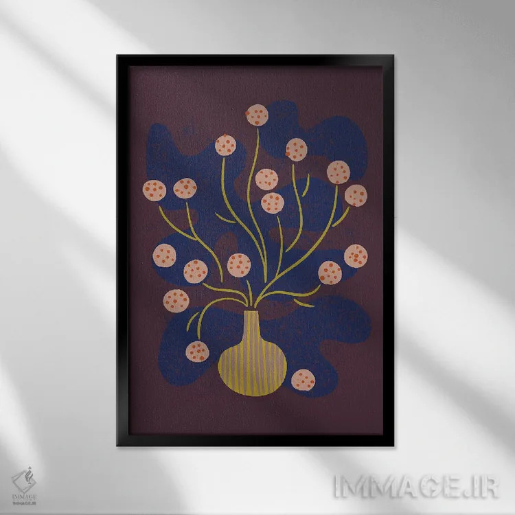 تابلو مینیمال طبیعت بی جان گل گرد اثر رنیا ال. تول - نمای قابدار مشکی