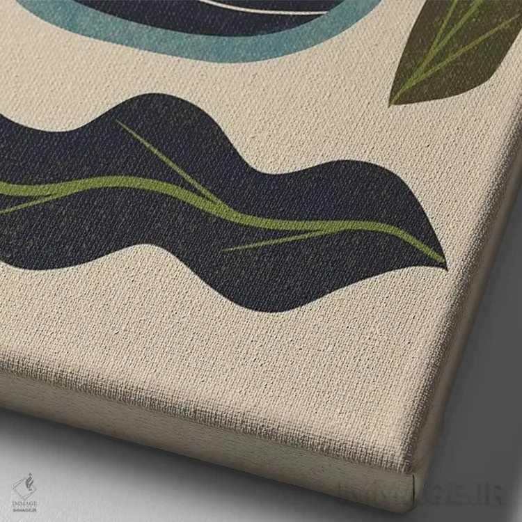 تابلو مینیمال تراریوم و برگ ها اثر رنیا ال. تول - نمای نزدیک بافت بوم