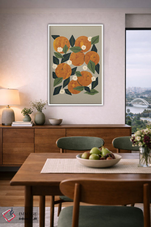 تابلو مدرن دسته گل نارنجی اثر رنیا ال. تول - D6W