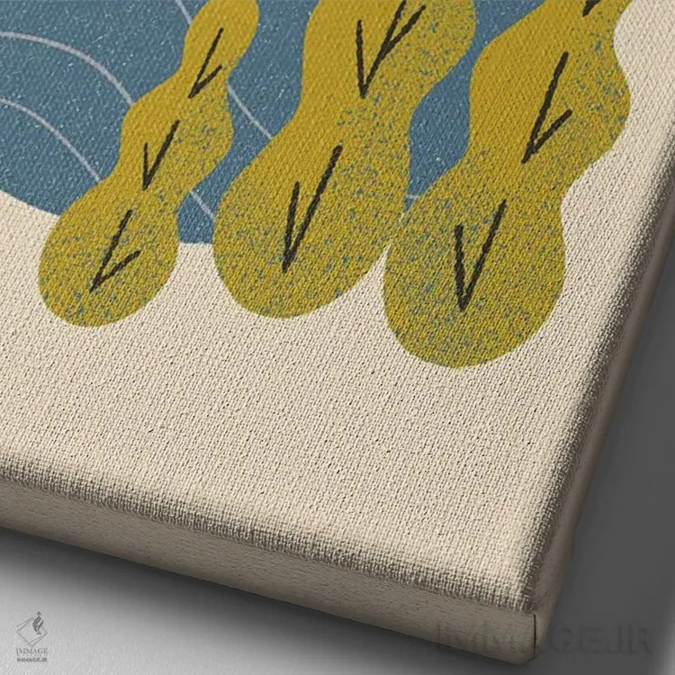 تابلو مینیمال غروب خلیج اثر رنیا ال. تول - نمای نزدیک بافت بوم