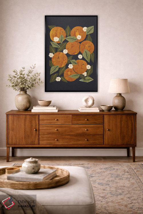 تابلو مدرن دسته گل نارنجی اثر رنیا ال. تول - D3B