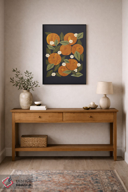تابلو مدرن دسته گل نارنجی اثر رنیا ال. تول - D2B
