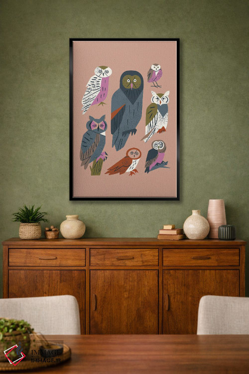 تابلو مینیمال دوستان جغد اثر رنیا ال. تول - D1B