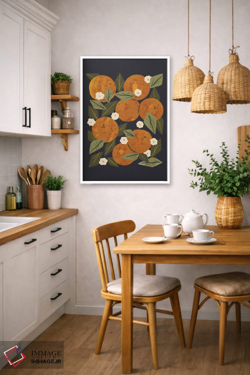 تابلو مدرن دسته گل نارنجی اثر رنیا ال. تول - D4W