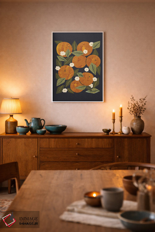 تابلو مدرن دسته گل نارنجی اثر رنیا ال. تول - D5W