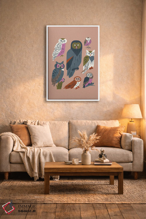 تابلو مینیمال دوستان جغد اثر رنیا ال. تول - D3W