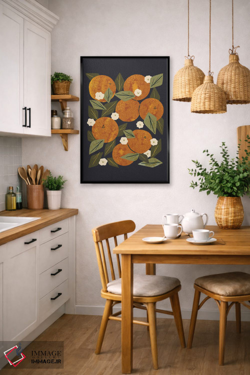 تابلو مدرن دسته گل نارنجی اثر رنیا ال. تول - D6B